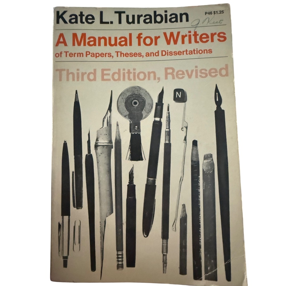 A Manual for Writers Kate L Turabian Third Edition Revised 1969 Vintage Book - Picture 1 of 4